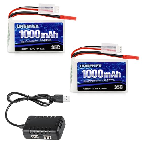 URGENEX 2S Lipo Battery 7.4V 1000mAh 35C Rechargeable RC