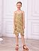 EFOGEP Kinder Mädchen Latein Quaste funkelnden Kleid Pailletten ärmellos Vintage geschichtet Fransen Kleider Ballroom Party Cha Cha Jazz Ballett Tanz 1920s Performance Kleid Gold 11-12 Jahre