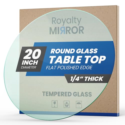 Royalty 20 Inch Round Tempered Glass Table Top Clear Table Top Glass Useful for Replacement Tabletop Protector Patio Dining Coffee Desks - 1/4 Thick Flat Polished Edge