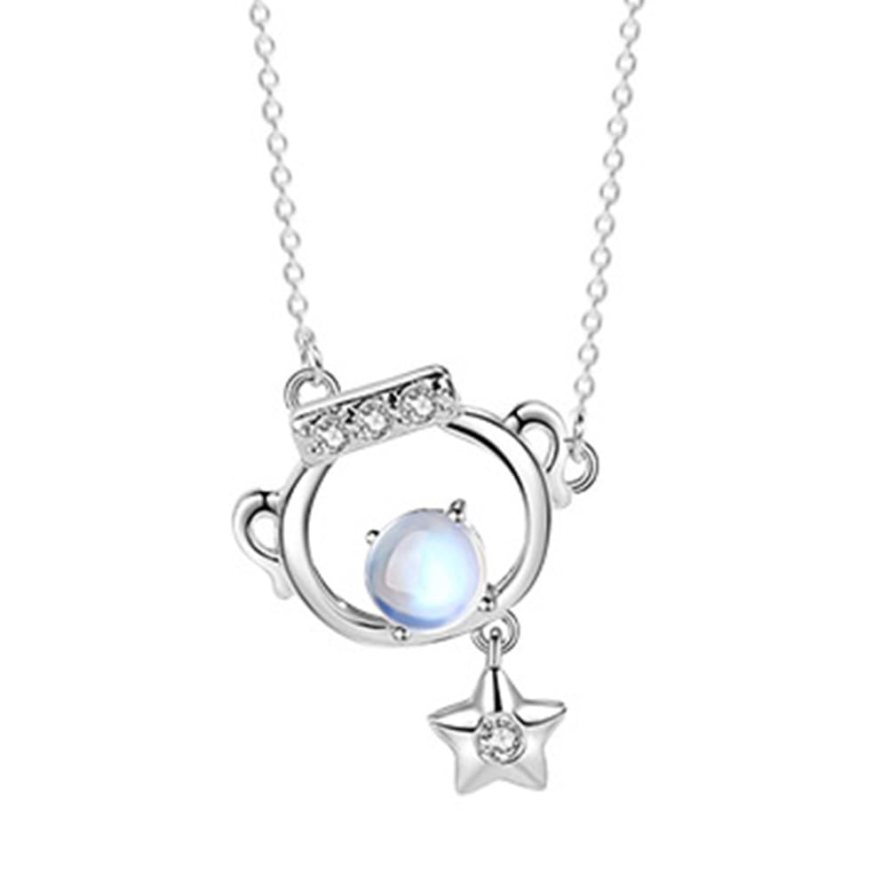 Srebrny naszyjnik zodiaku dla kobiet kamień księżycowy kryształowy wisiorek 12 konstelacji horoskop astrologia naszyjniki kreatywna biżuteria prezenty matka dziewczyna, wodnik