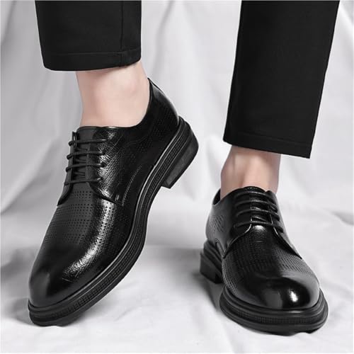 Men's Breathable Hollow Out Dress Shoes Summer Fashion Lace Up Business Formal Shoes Height Increasing Oxfords4