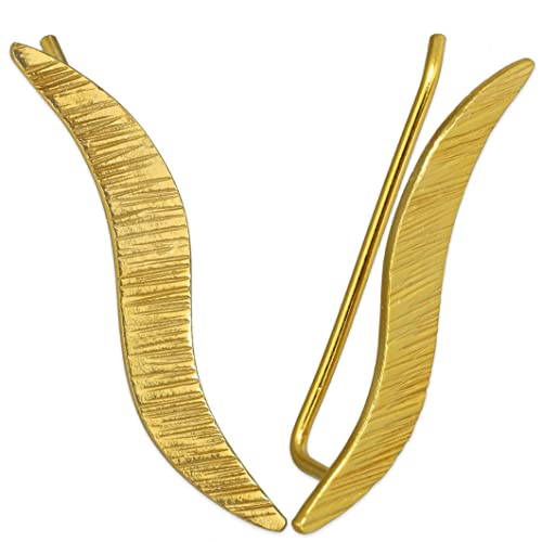 Emmanuela Everyday Ear Cuff Earrings Handmade of 24K Gold plated Sterling Silver Dainty Minimalist Ear Climber Earring Cuff Crawler Hypoallergenic Jewelry Valentine's Day Gift for Her