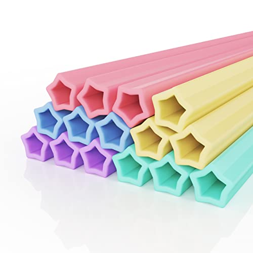 NiHome 15PCS Star-Shaped Reusable Silicone Drinking Straws, 8.5” Long Straw