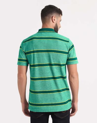 Image of INKKR Striped Men Polo Neck Half Sleeve T-Shirt