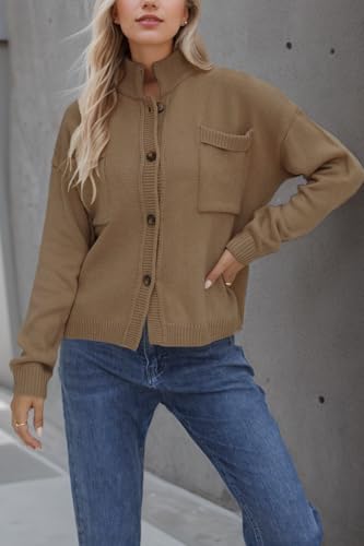 Image of Sumleno Long Sleeve Cardigan Sweaters for Women Button Down Tops Vintage Grandpa Aesthetic Grunge Fall Winter Outfits
