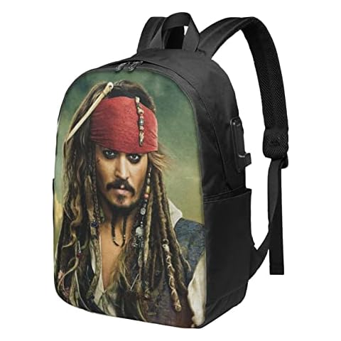 Johnny Depp Usb Backpack Travel Laptop Daypack Unisex Adjustable Bookbag Outdoor Sport Backpack For School Hiking Business Work 17 Inch Cover