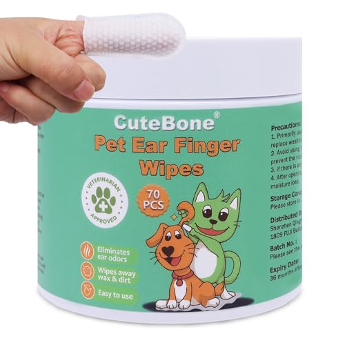 Cutebone Pet Ear Finger Wipes 70 Count  Gentle and Effective Ear Cleaning Wipes for Dogs and Cats Removes Wax Dirt and Odor Prevents Ear Infections Natural Ingredients Safe and Easy to Use  Cucciolini Doodles Cutebone pet ear finger wipes 70 count  gentle and effective ear cleaning wipes for dogs and cats removes wax dirt and odor prevents ear infections natural ingredients safe and easy to use   cucciolini doodles