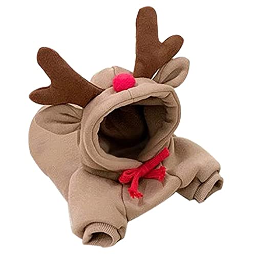 Rentier Pullover mit leuchtender Nase 28 Weihnachtliches Rentier-Haustierkostüm, Kapuzenpullover für Hunde...