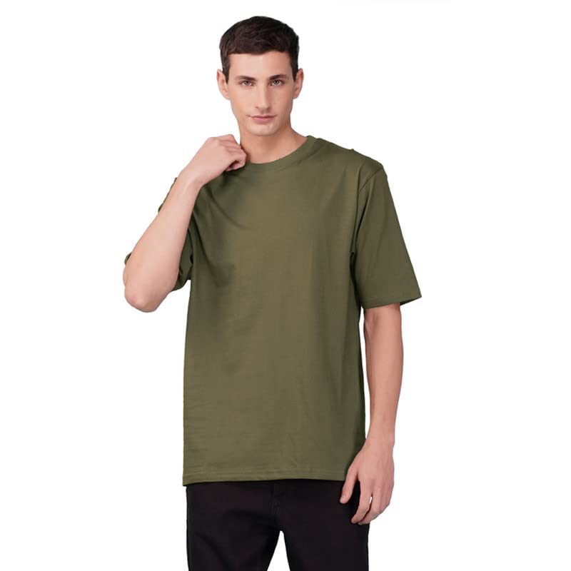 Image of Nusyl Men Solid Oversized t-Shirt - NUMCOTSH0001
