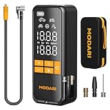 MODARI Tire Inflator Portable Air Compressor - 160 PSI Portable Tire Inflator for Car, Auto Shut-Off, Cordless Tire Inflators with Gauge for Car, Pickup, Bike and More, Black