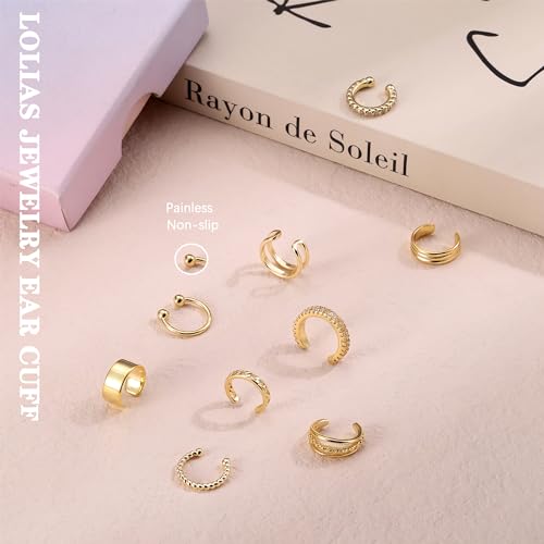 LOLIAS ๐๐๐ซ ๐๐ฎ๐๐ ๐๐๐ซ๐ซ๐ข๐ง๐ ๐ฌ for Women Non Piercing Gold Ear Cuffs ๐๐๐ ๐๐จ๐ฅ๐ ๐๐ฅ๐๐ญ๐๐ Ear Cuff for Non Pierced Ears Clip on Cartilage Earring ๐
๐๐ค๐ ๐๐๐ซ๐ซ๐ข๐ง๐ ๐ฌ Lightweight 5
