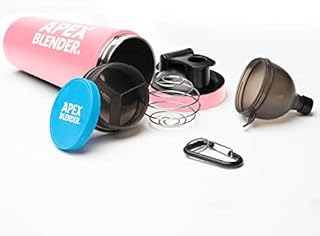 Apex Blender Stainless Steel Protein Shaker Bottle Pink 750ml Mix & Drink Shakes, Smoothies - Protein Powder Storage Box and Mixer Ball | BPA Free | Stylish Pre Workout & Sports Supplements Shakers