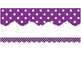 Teacher Created Resources Purple Polka Dots Scalloped Border Trim