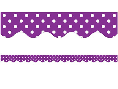Teacher Created Resources Purple Polka Dots Scalloped Border Trim