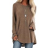 [Big laugh] [ビッグラフ] トップス T t ティー シャツ ロング 丈 ラウンド ネック チュニック 長袖 カットソー 秋 春 レディース (コーヒー, 2XL)