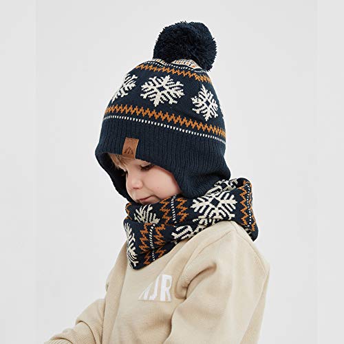 Lmlalml Boys Winter Hat Earflap Knitted Beanie For Kids Warm Fleece Lined Thicken Hat For Baby Snow #TOP2