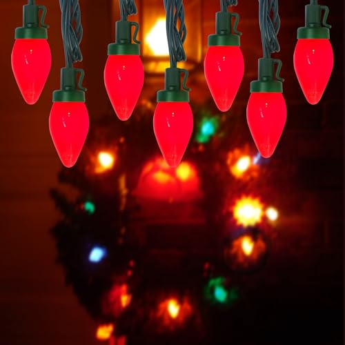 Wxuean 25Ft Valentine's Day Lights Outdoor, C7 LED Christmas Lights 25 LED Red Bulb Light, Valentines Decor String Light for Party Xmas Tree Roofline Wedding Valentine's Day Decor by Wxuean - Used condition - Image 3