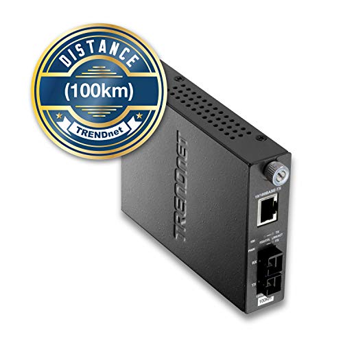 TRENDnet 100Base-TX zu 100Base-FX Einzelmodus-SC-Glasfaserkonverter (100km / 62.1 Meilen), TFC-110S100