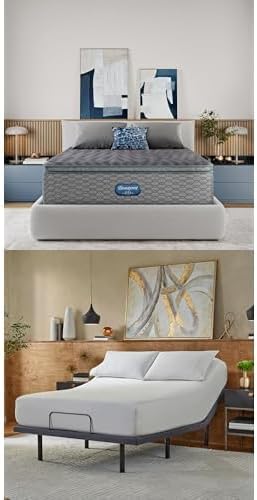 Beautyrest Days End Medium Firm Pillow Top 14.75" King Mattress Bundle baselogic Level 3 King Adjustable Base Bed Frame - Cooling, Supportive, Pressure Relief, Head & Foot Adjustable