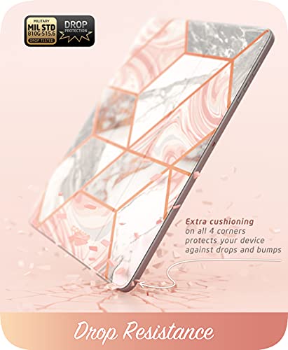 I-Blason Cosmo Case For Samsung Galaxy Tab S7 Fe 12.4" 2021 Release Only, Full-Body Trifold With Built-In Screen Protector Protective Smart Cover With Auto Sleep/Wake & Pencil Holder (Marble) #TOP4