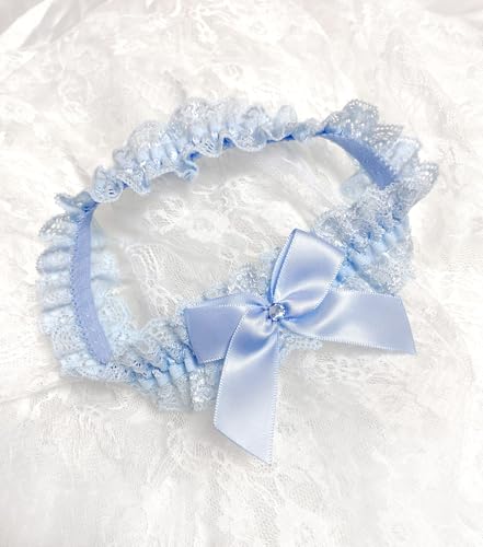 Image of Blue Garters for Bride Wedding Garter Set for Bride Bridal Garter Leg Thigh Blue