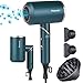 Flintronic Haartrockner, Klappbar Faltbarer Professional Ionen Haartrockner,2000W 4 in 1 Föhn,3 Geschwindigkeiten 3 Stylingdüsen und Diffusor, Warm&Kühl Wind Airwrap für Haarsalon und Familie-Smaragd