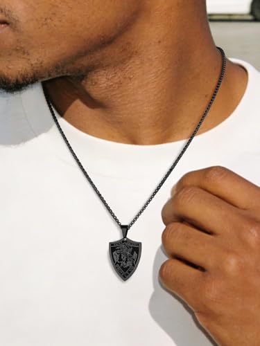 Image of U7 Saint Michael Necklace for Men,Stainless Steel /18K Gold Plated St Michael Archangel /Saint Benedict /Saint Christopher Pendant Amulet Necklace for Men Women