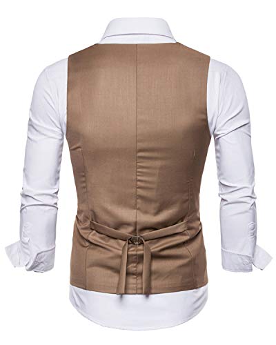 MllesReve Men's Slim Fit Waistcoat U Neck Double Breasted Suit Vest2