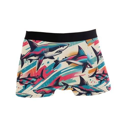 ALAZA Men's Boxer Brief,Seamless Sketch Sharks Watercolor Underwear Shorts with Waistband,Soft and Breathable,S - Main Image