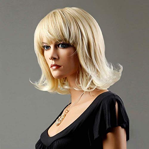 Perruque anti-déformation à boucles courtes dorées pour dames - 4