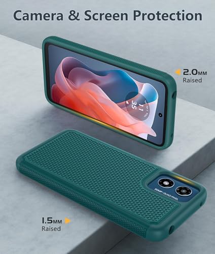 Image of FNTCASE for Motorola Moto G-Play-2024 Case: Dual Layer Protective Heavy Duty Cell Phone Cover Shockproof Rugged with Non Slip Textured Back - Military Protection Bumper Tough (Green)