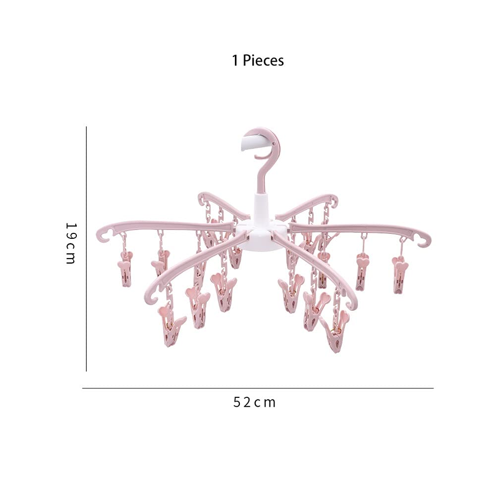 Standard-Kleiderbügel, Faltbarer Kleiderbügel, Multi-Clip-Kleiderbügel, winddichter Haken-Kleiderbügel für Kleidung, Baby, multifunktionale Reise-Haushalts-Kleiderbügel, Trocknen, Rack (Rosa)