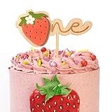 Sweet One Strawberry 1st Birthday Wood Cake Topper - Strawberry One Cake Topper,natural Wood Cake To