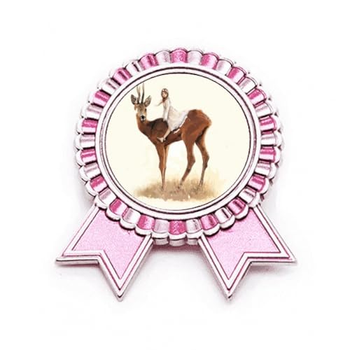 Broche cerf rose fille style Art déco en métal taille M