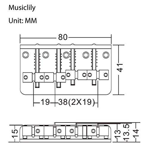 Musiclily Pro 57 mm Basgitaar Brug Messing Zadels voor 4-snarige Precision Bass of Jazz Bass, Chroom - Image 5