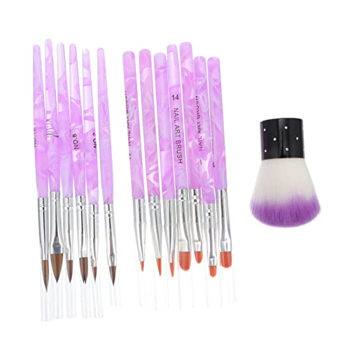 VICASKY Nail Art Brush Set 7 6 Crystal Pens Dust Brush Comfortable to Hold for Nail Art