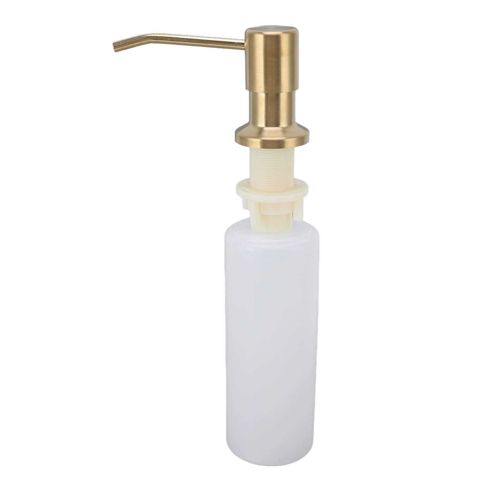 Tissting Dispensador de Jabón para Fregadero de 300ml, Repuesto de Rotación de 360° de Acero Inoxidable, Dispensador de Jabón para Fregadero Integrado para Desinfectante de Manos(Oro)