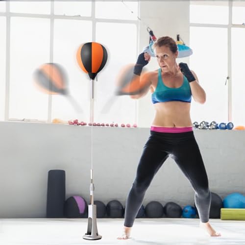 Bolsa de Boxeo de Reflejos | Bolsa de Velocidad de Pie,Entrenador De Reacción Rebotable con Base con Muelle Altura Ajustable para Ejercicio Práctica De Patadas Adolescentes Y Adultos - imagen 2