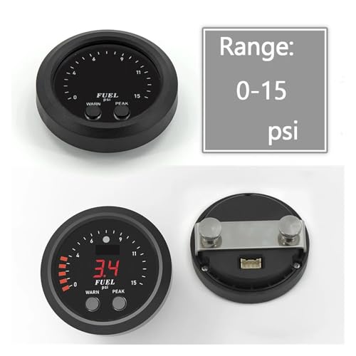 Manómetro electrónico de combustible con pantalla roja de 0-15psi y sensor 1/8 NPT para tuning 3