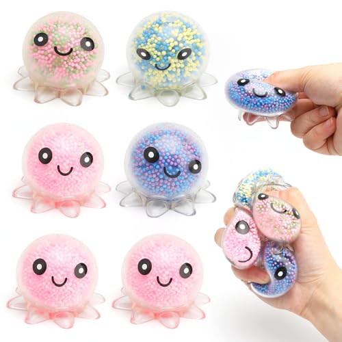 6 Stück Octopus Stressball Taba Squishy Ball Anti Stress Bälle Squeeze Toy Antistressball Quetschball Antistress Spielzeug Antistressbälle Stressabbau Quetsch Spielzeug für ADHS Kinder Erwachsene