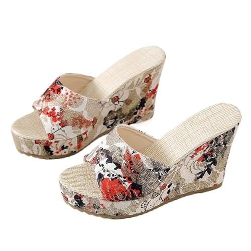 Summer Slippers Platform Embroidered Thick Sole Fashion Wear Women's Shoes