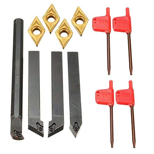 Lot de 4 porte-outils de tour S12M-SDUCR07 SDJCR1212H07 SDJCL1212H07 SDNCN1212H07 avec inserts DCMT0702