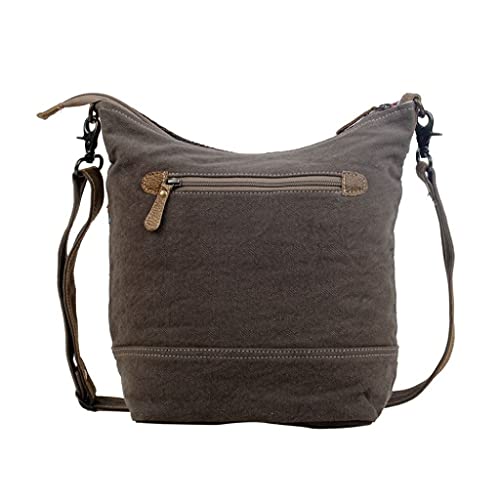 Myra Bag Layered Shoulder Bag Upcycled Cotton & Cowhide Leather S-28583