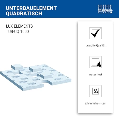 LUX ELEMENTS Unterbauelement für Höhenausgleich von Duschböden 100 x 100cm I Hartschaum Duschbodenelement mit Füllstücken I Einfaches Zuschneiden I Blau