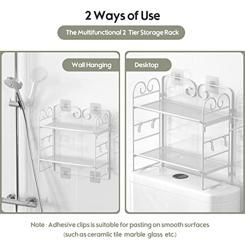 Taiho Life Over The Toilet Storage, 2-Tier Bathroom Organizer Shelf Over Toilet, Folding Bathroom Storage Cabinet With Toilet Paper Holder And Hooks(White) #TOP4