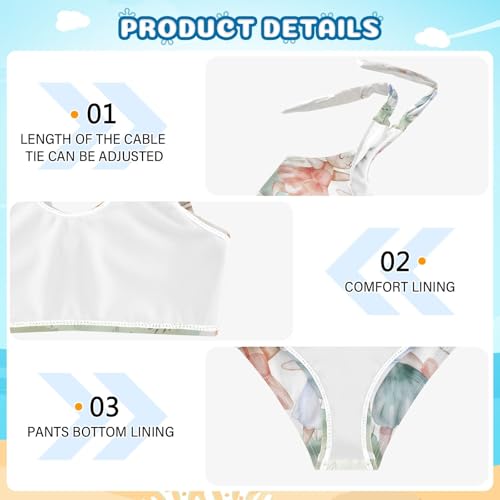 Girls' Bikini Set, Cute Rabbit Ballet Dancing Kids Swimsuit 2 Pcs Beach Bathing Suit3