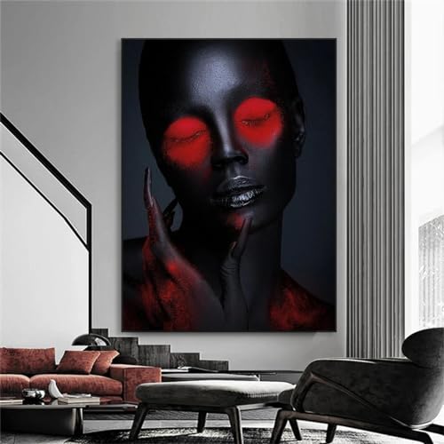 Toile femme noire décoration murale africaine 35 x 50 cm
