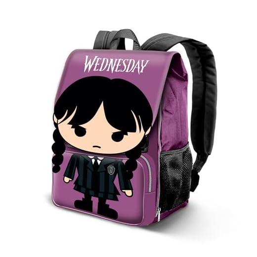 Wednesday Miércoles Chibi-Mochila Expandible EXP, Lila, 30 x 45 cm, Capacidad 28 L