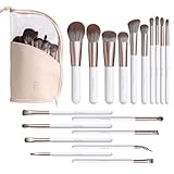 BS-MALL Makeup Brushes With Bag Case White Premium Synthetic Foundation Powder Concealers Eye Shadows Makeup 18 Pcs with White PU Bag