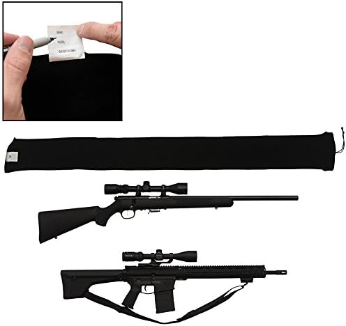 DecoyPro Extra Wide Gun Sock with ID Tag – Gun Socks for Rifles with Scopes – Gun Socks for Shotguns – Rifles with Optics - Silicone Treated Breathable Moisture Wicking Gun Sock Black – 52" Long (1)